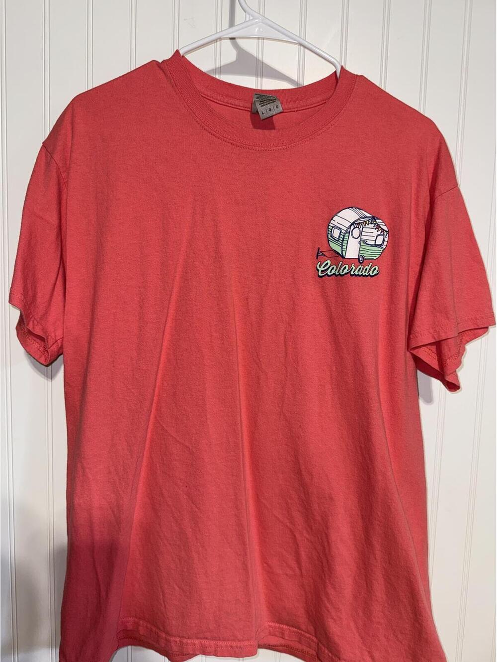 Coral Colorado Happy Camper Graphic T-Shirt